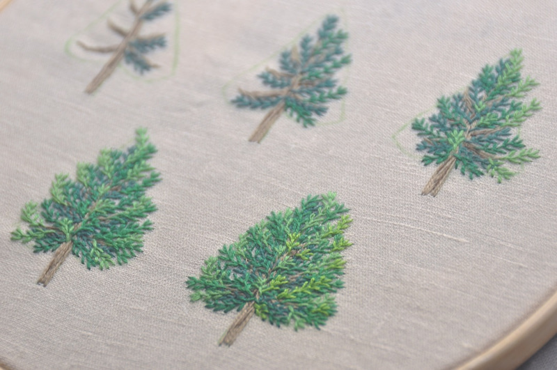 ▲▽大人刺繍ワークショップ▽▲　針葉樹のブローチorフレーム作りの当日の流れ・雰囲気の写真2枚目